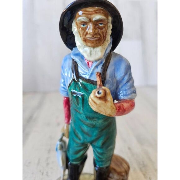 Vintage gort American fisherman Fisher fish CA 1870 bone China figurine sculptur - Picture 6 of 8